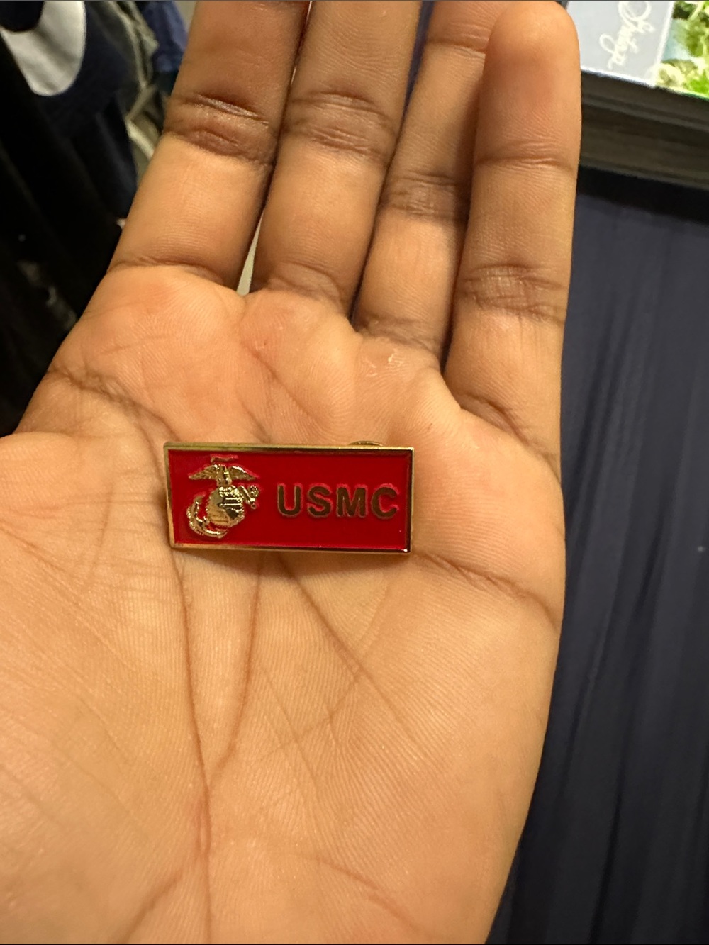 USMC Red Enamel Lapel Pin - Marine Emblem